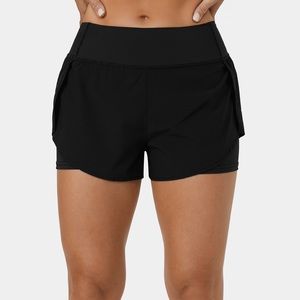 High Waisted Split Side Pocket 2-in-1 Casual Shorts 2.5"